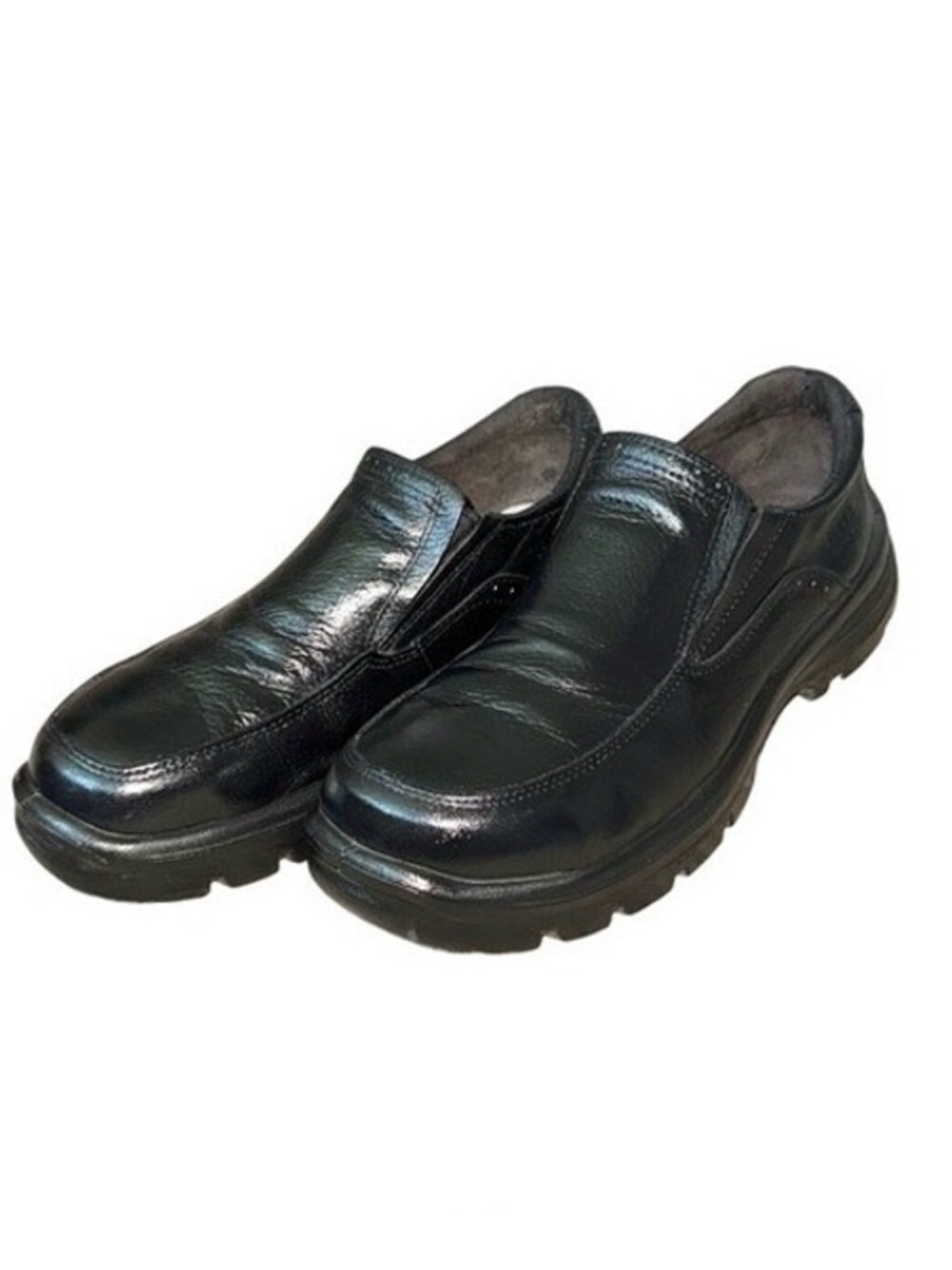 HYTEST SAFETY FOOTWEAR Black Leather Non-Slip Work Shoes | Women's 7W Men's 5.5W